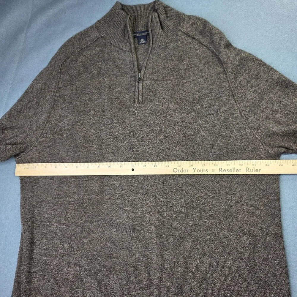 Banana Republic Sweater Men XL Brown Silk Cashmere Half Zip Pullover Vintage